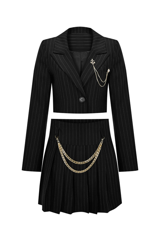 Çizgili Ceket ve ŞortEtek Takım