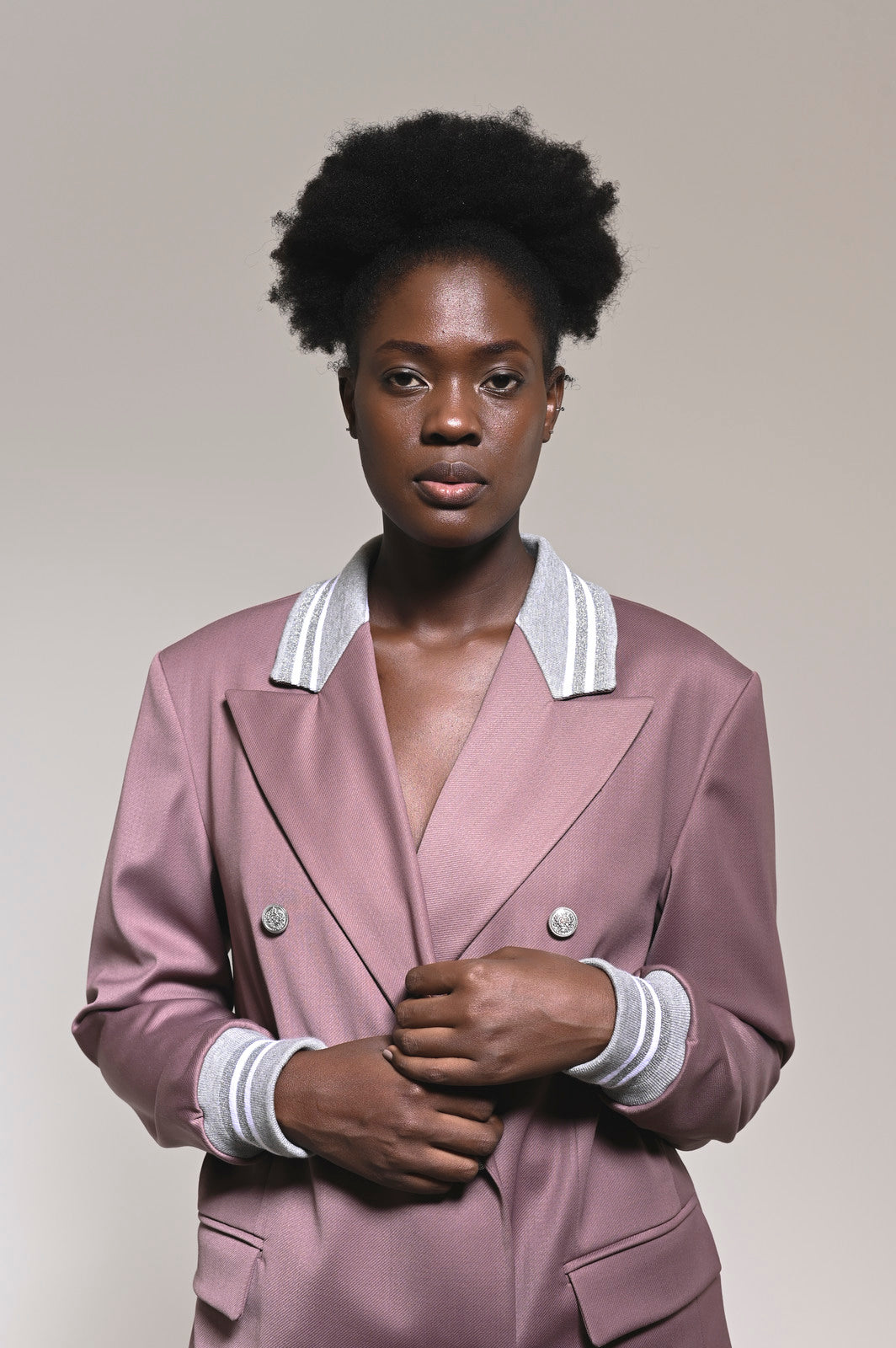Ribbed Formality Wool Jacket Pink - pleasureofsilk