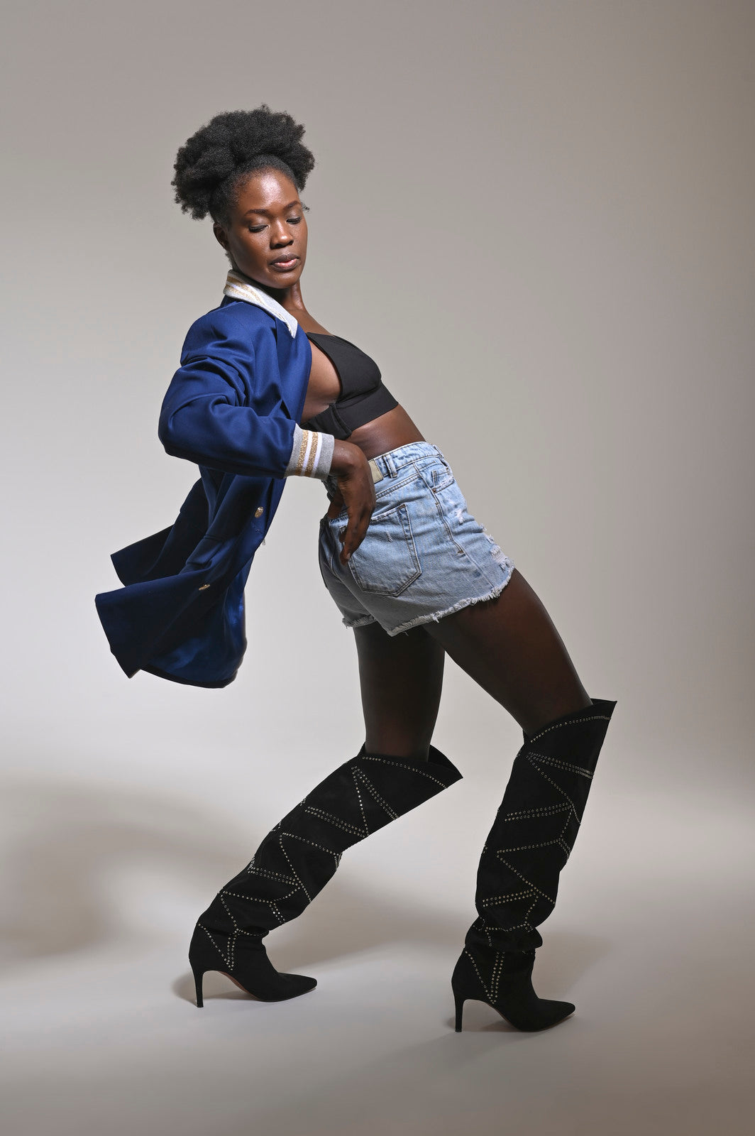 Ribbed Formality Wool Jacket Blue - pleasureofsilk