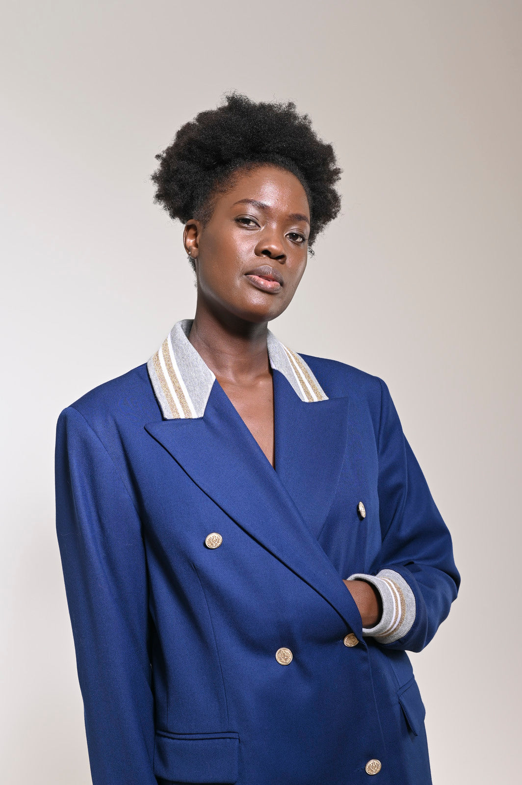 Ribbed Formality Wool Jacket Blue - pleasureofsilk