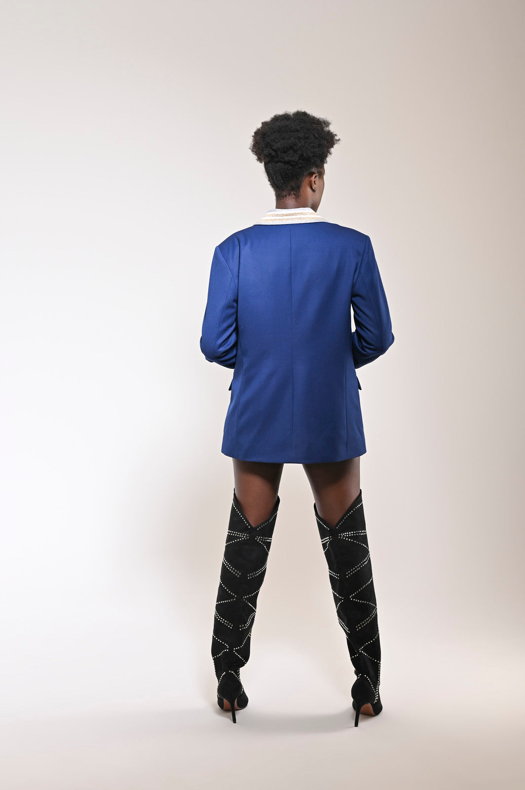 Ribbed Formality Wool Jacket Blue - pleasureofsilk