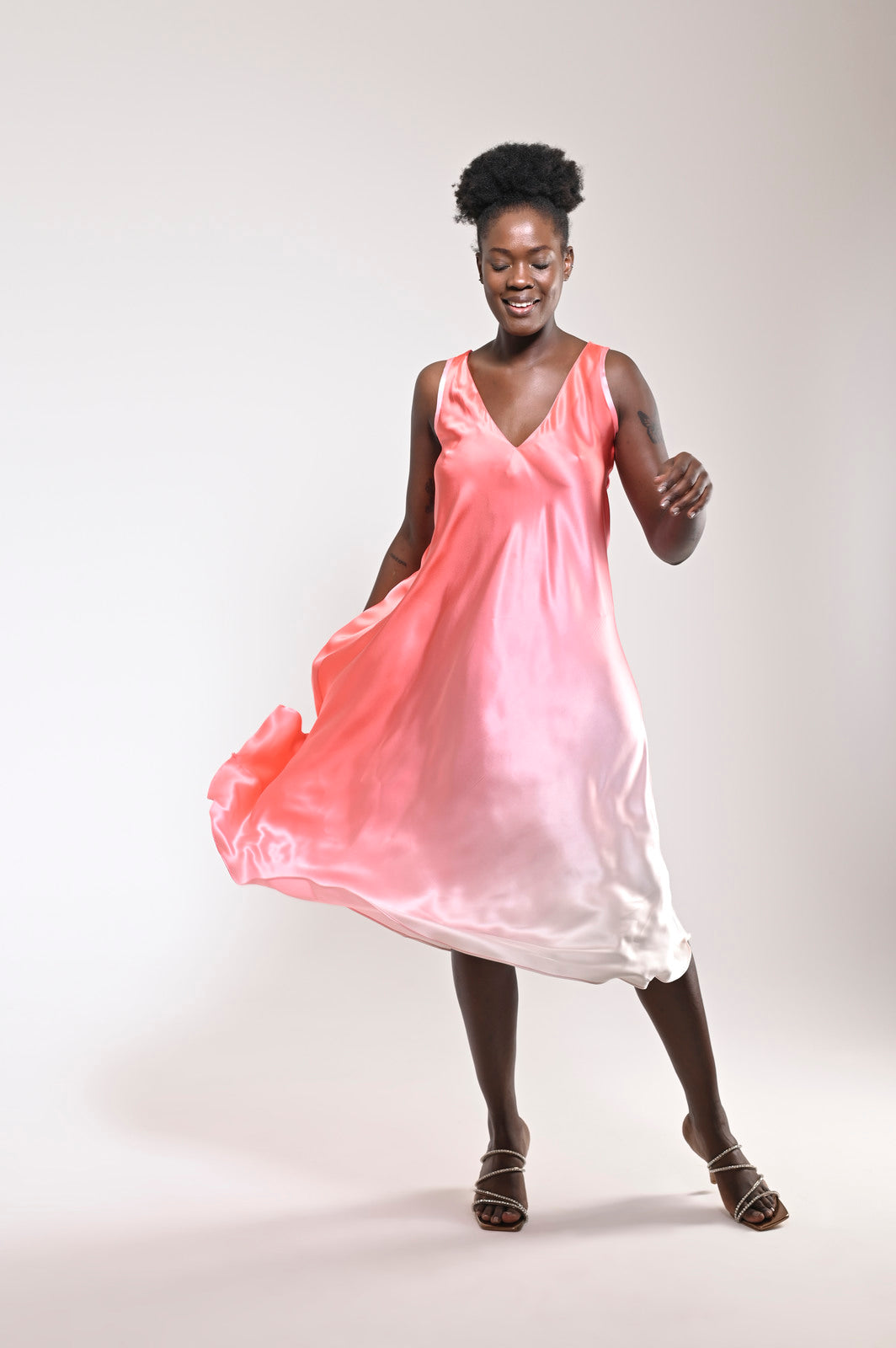 Efil Silk Dress Peach - pleasureofsilk