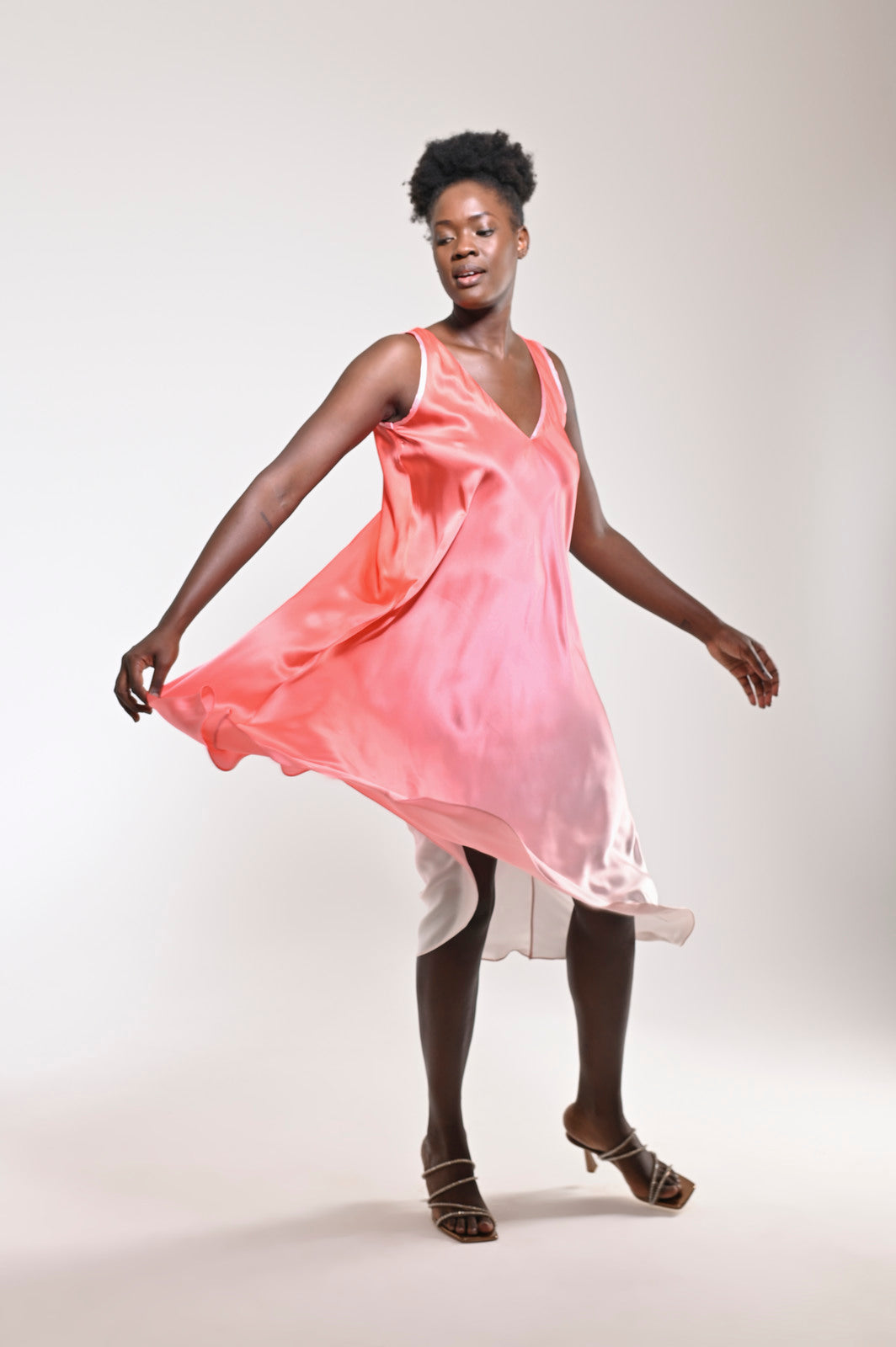 Efil Silk Dress Peach - pleasureofsilk