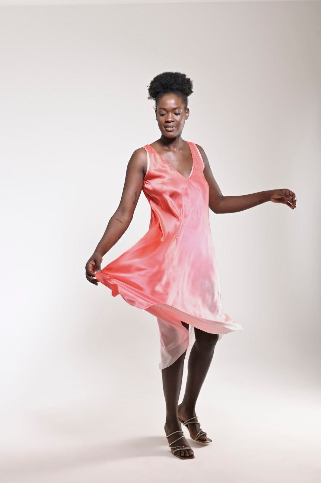 Efil Silk Dress Peach - pleasureofsilk