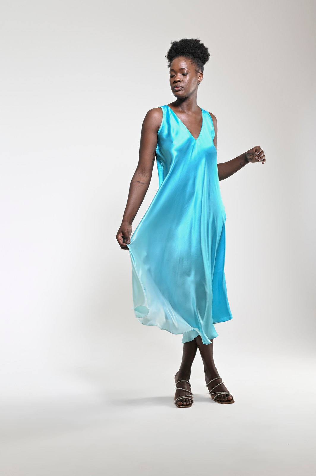 Efil Silk Dress Blue - pleasureofsilk