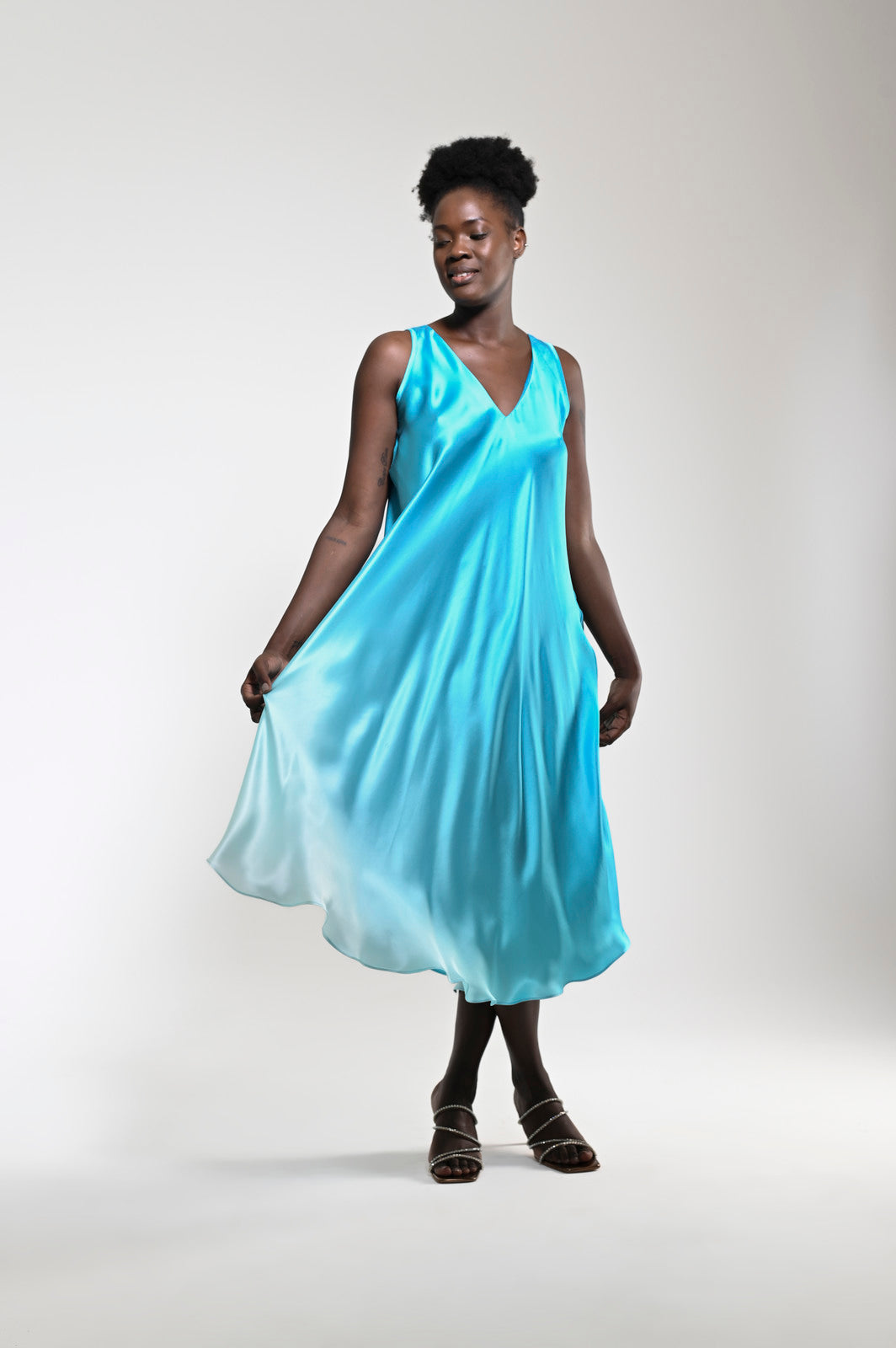 Efil Silk Dress Blue - pleasureofsilk