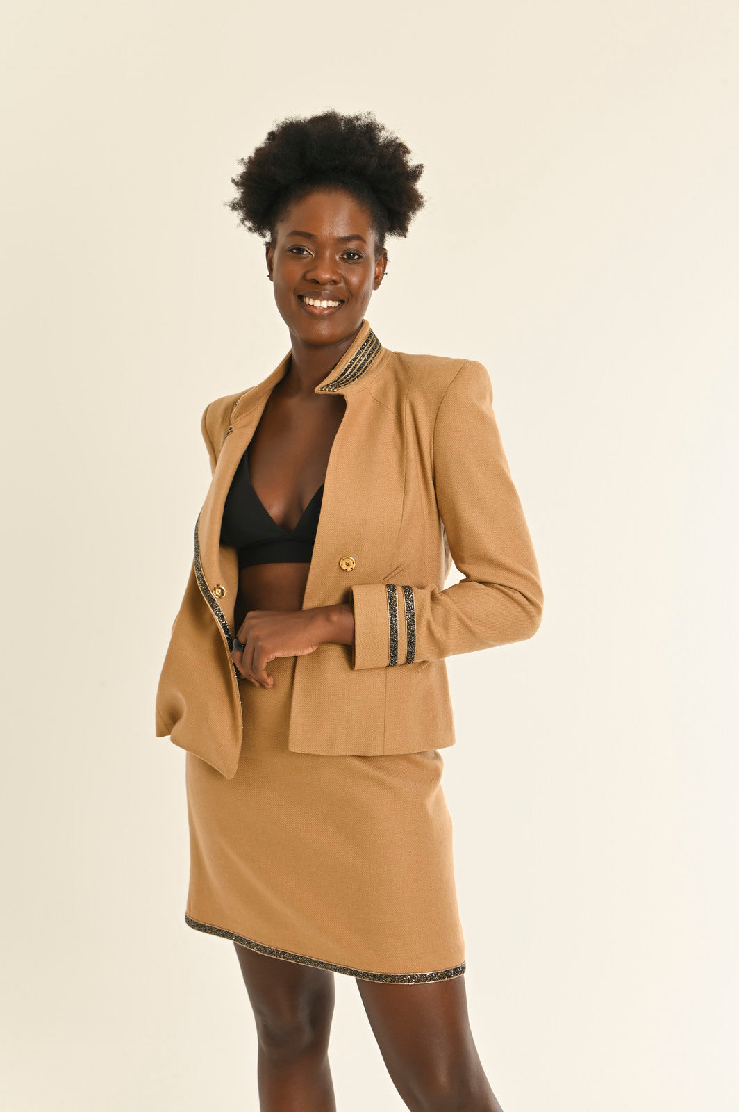 Wool Touch Suit Tan - pleasureofsilk
