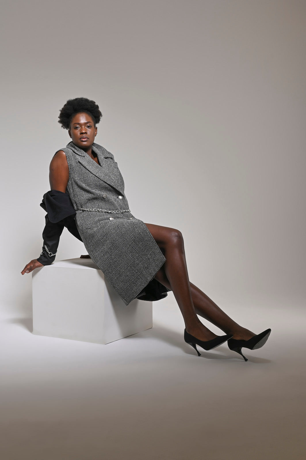 Wool Touch Vest or Coat B&W - pleasureofsilk