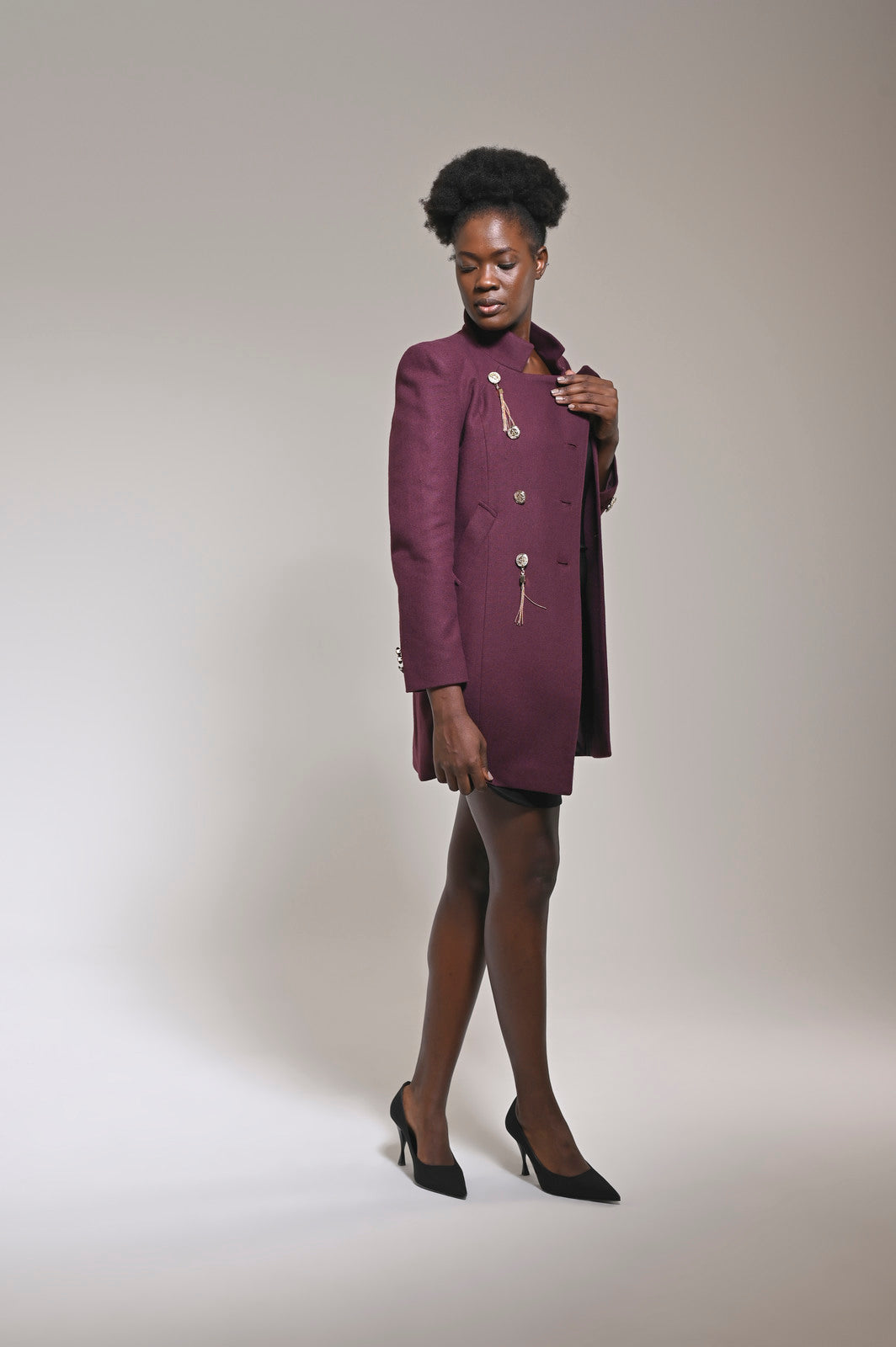 Wool Touch Coat Maroon - pleasureofsilk