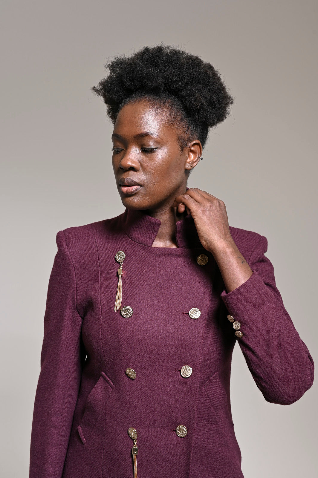 Wool Touch Coat Maroon - pleasureofsilk