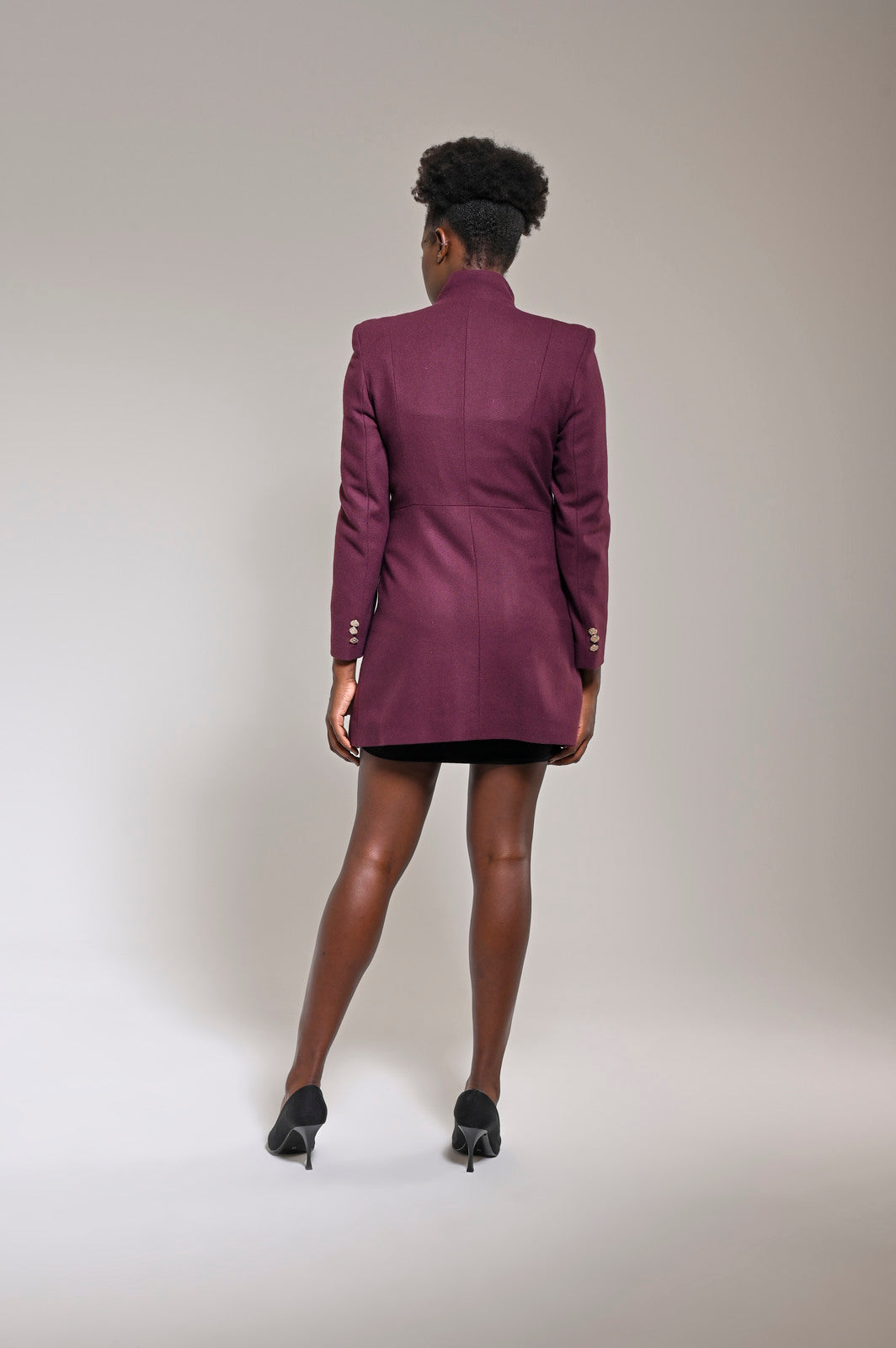 Wool Touch Coat Maroon - pleasureofsilk