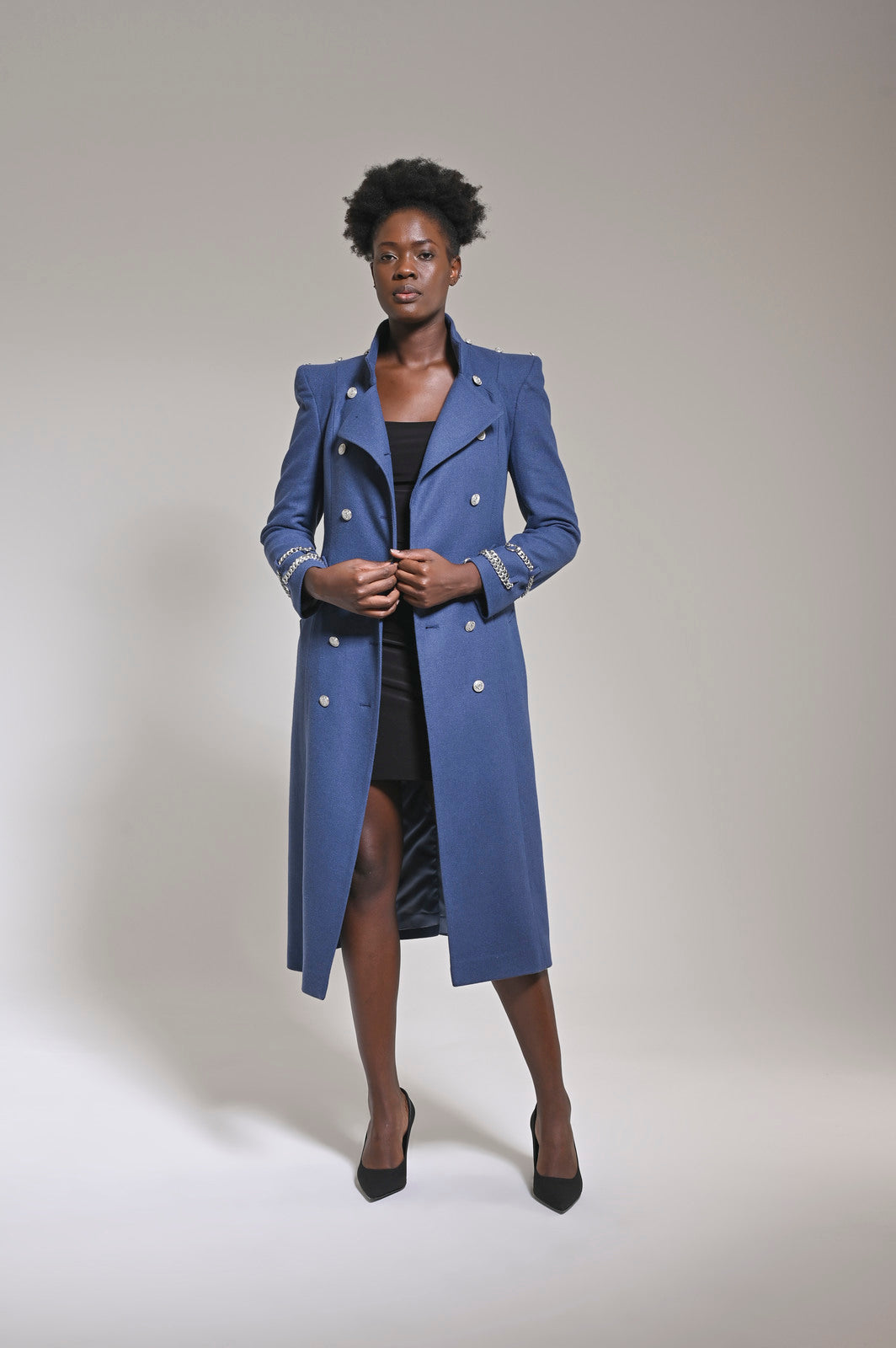 Wool Touch Coat Blue - pleasureofsilk