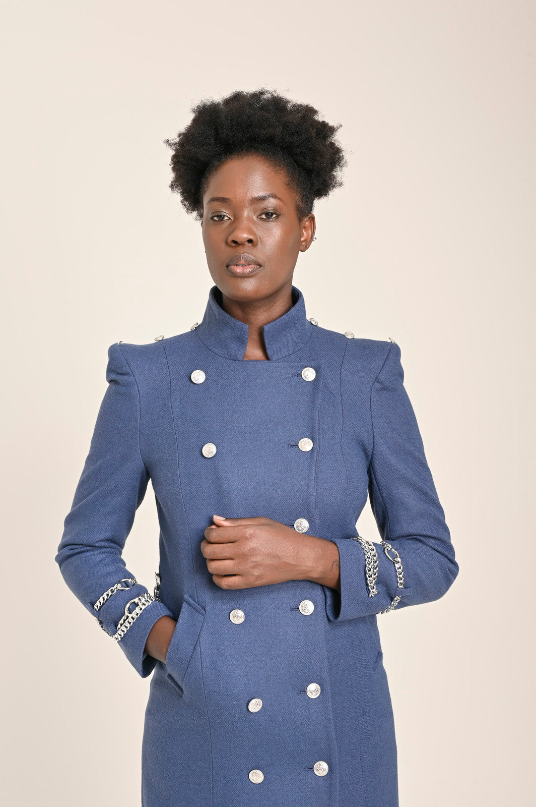 Wool Touch Coat Blue - pleasureofsilk