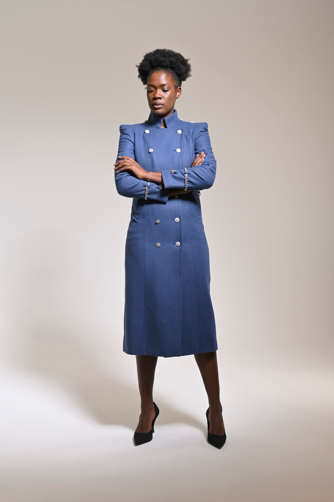 Wool Touch Coat Blue - pleasureofsilk