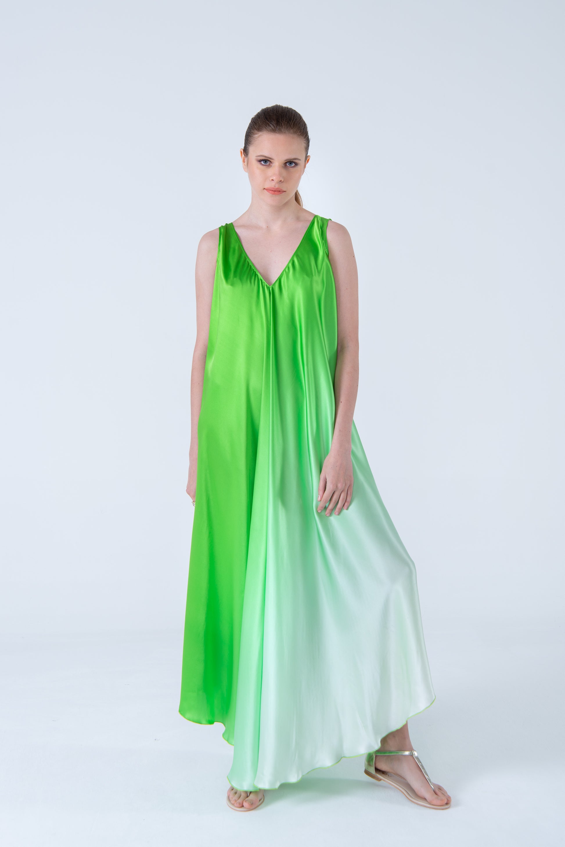 Efil Silk Dress Green - pleasureofsilk