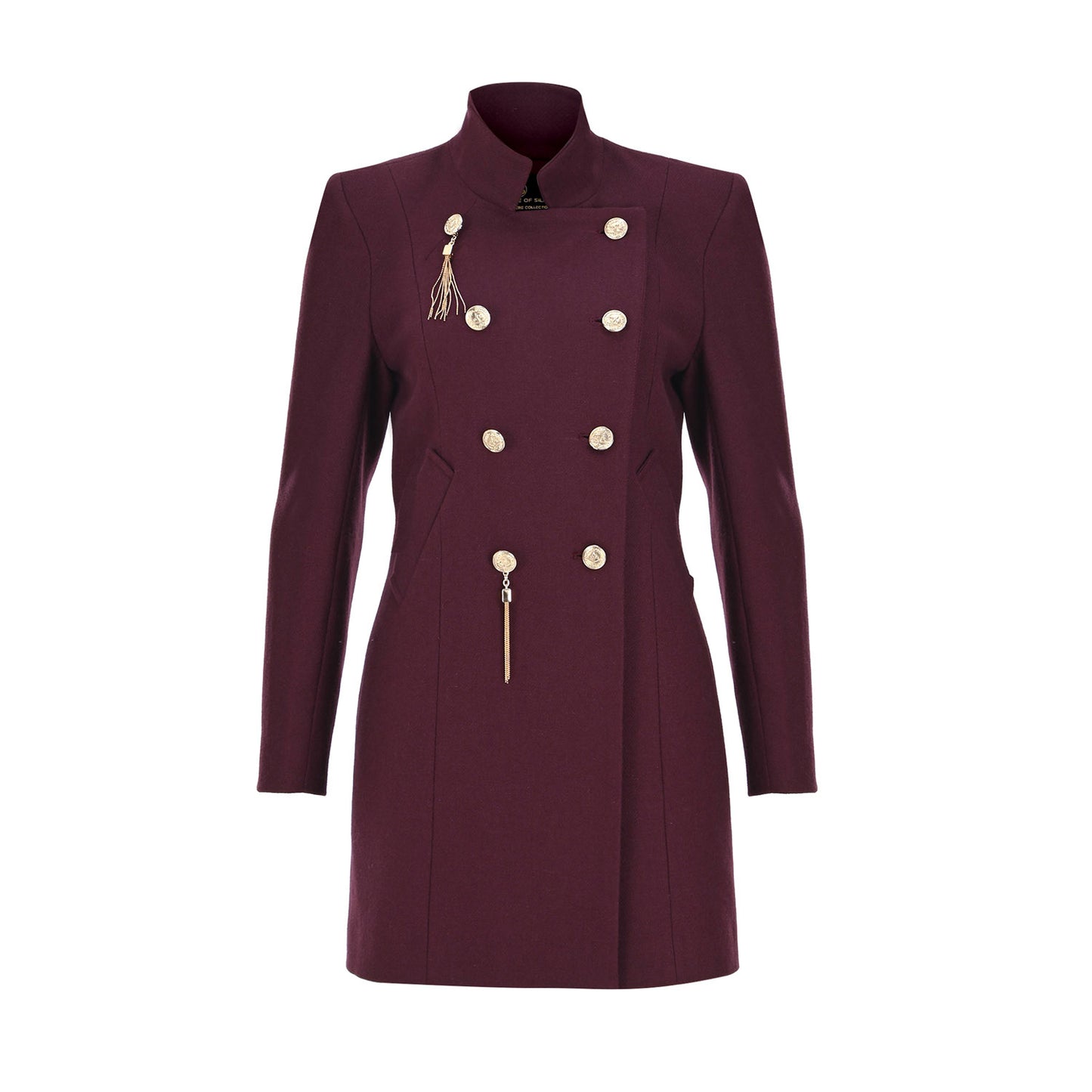 Wool Touch Coat Maroon - pleasureofsilk