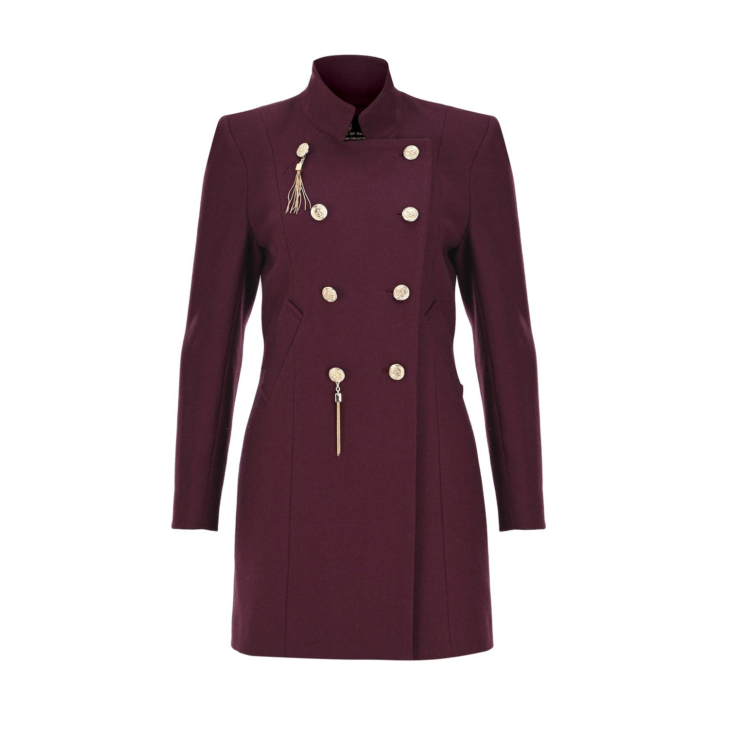 Wool Touch Coat Maroon - pleasureofsilk