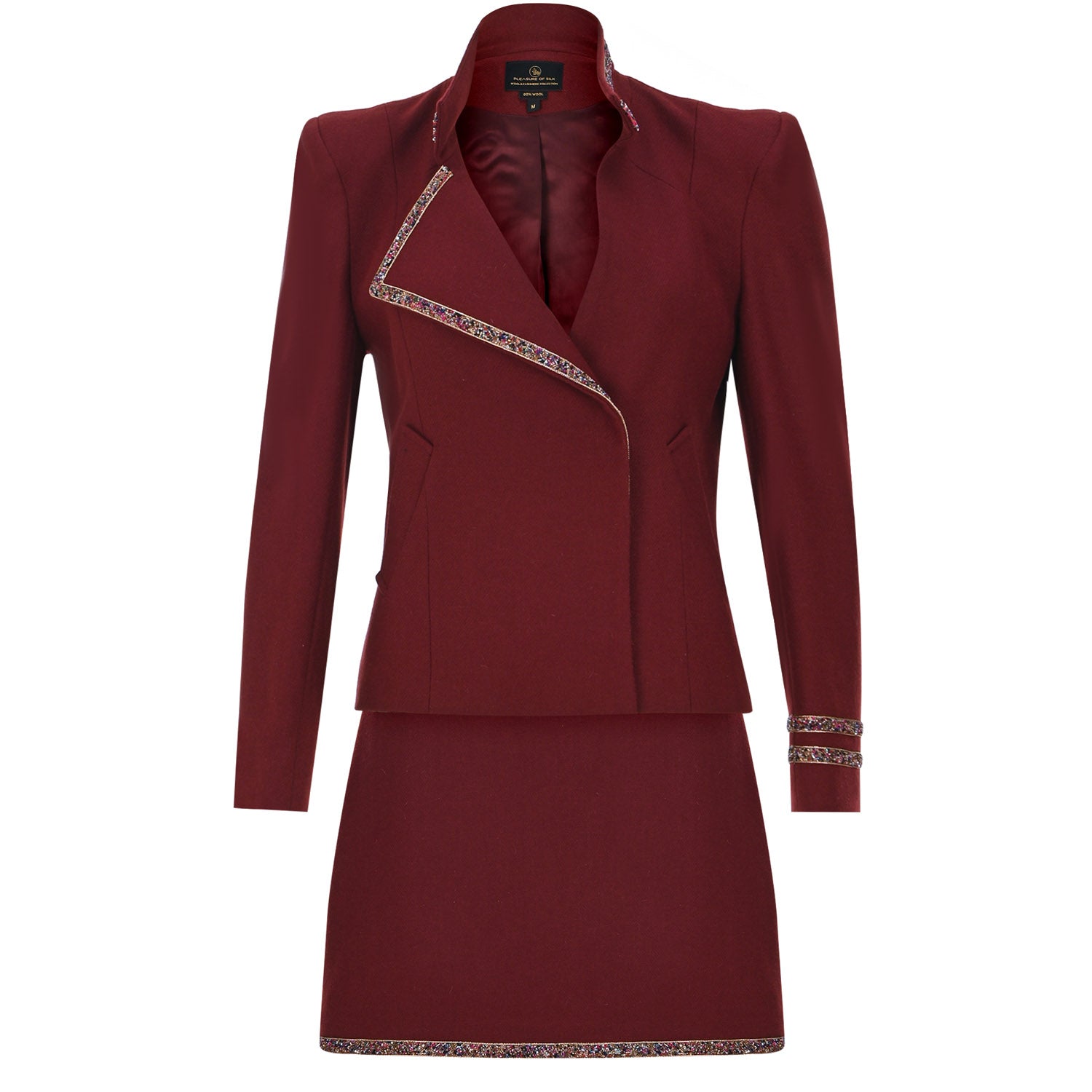 Wool Touch Suit Burgundy - pleasureofsilk