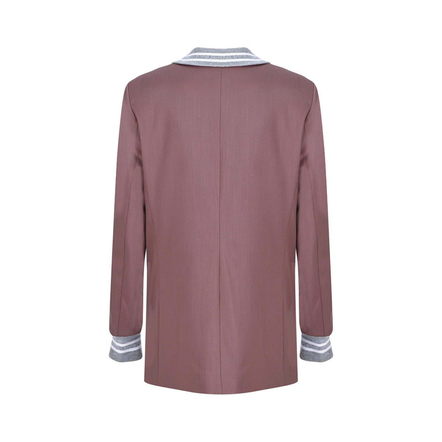 Ribbed Formality Wool Jacket Pink - pleasureofsilk