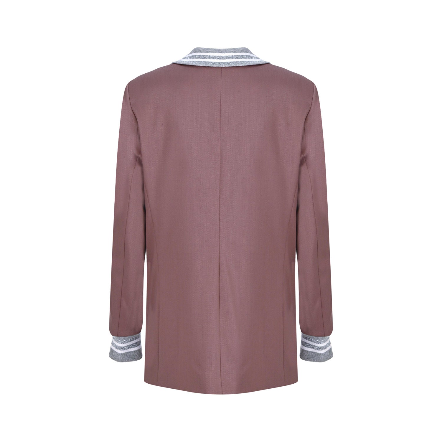 Ribbed Formality Wool Jacket Pink - pleasureofsilk