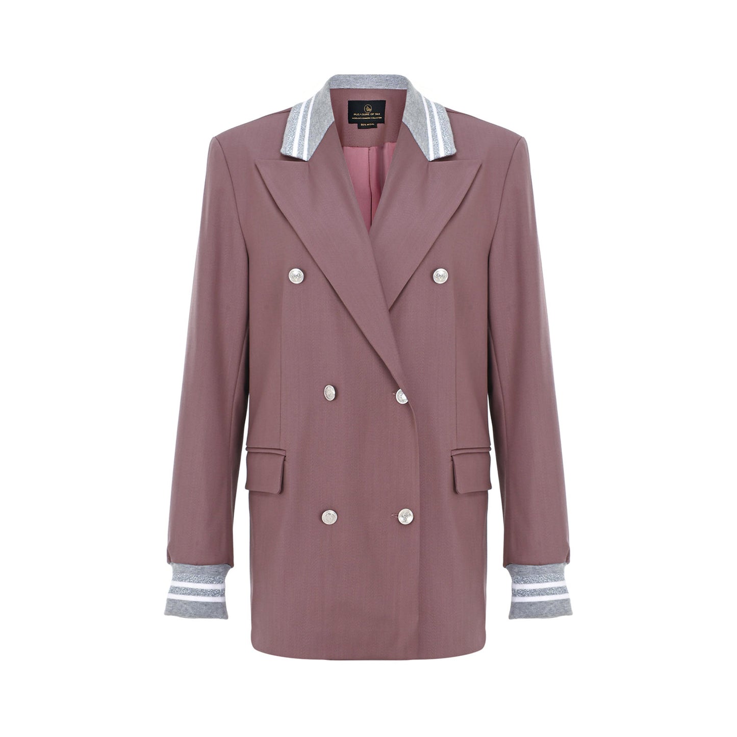 Ribbed Formality Wool Jacket Pink - pleasureofsilk