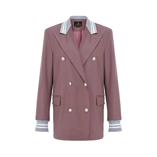Ribbed Formality Wool Jacket Pink - pleasureofsilk