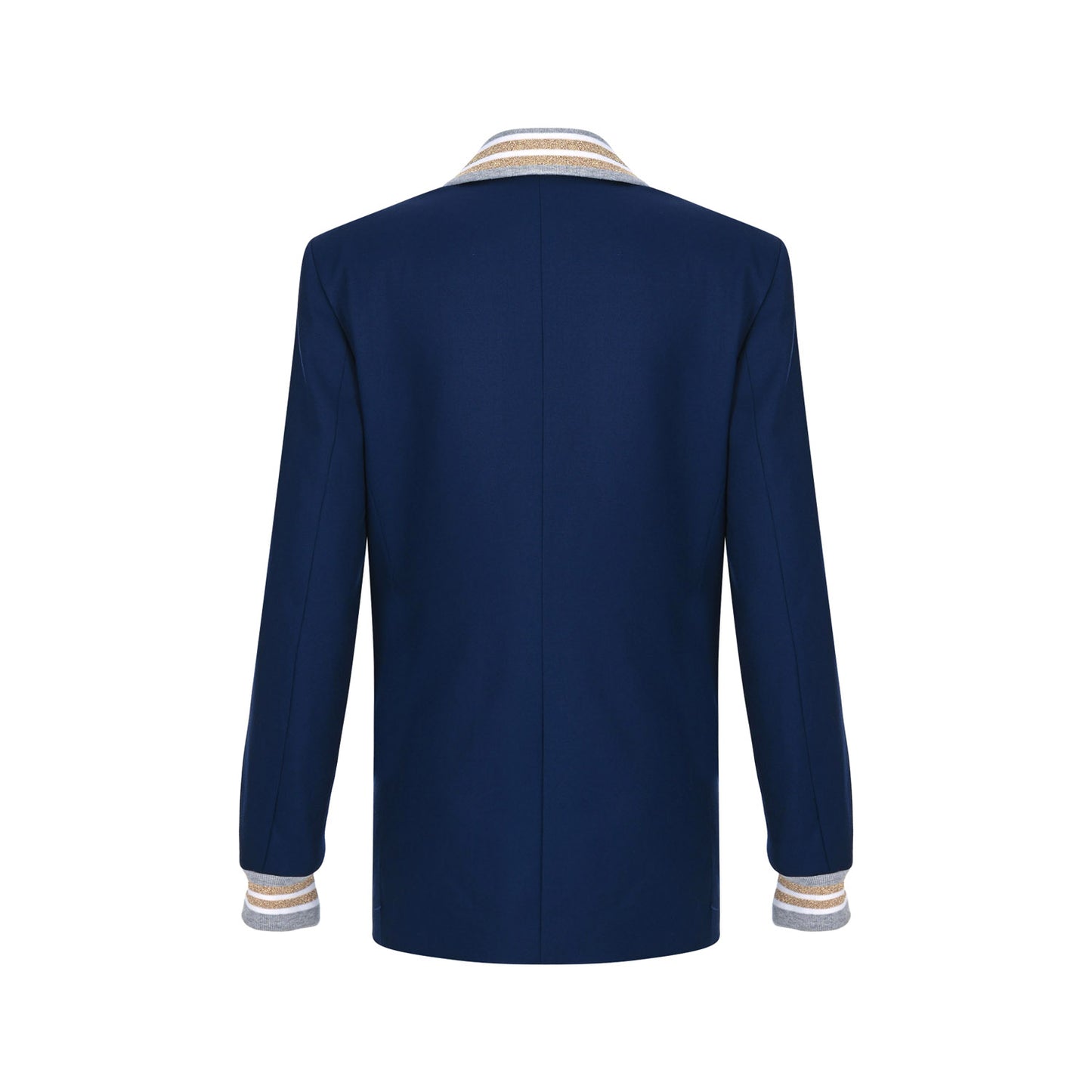Ribbed Formality Wool Jacket Blue - pleasureofsilk
