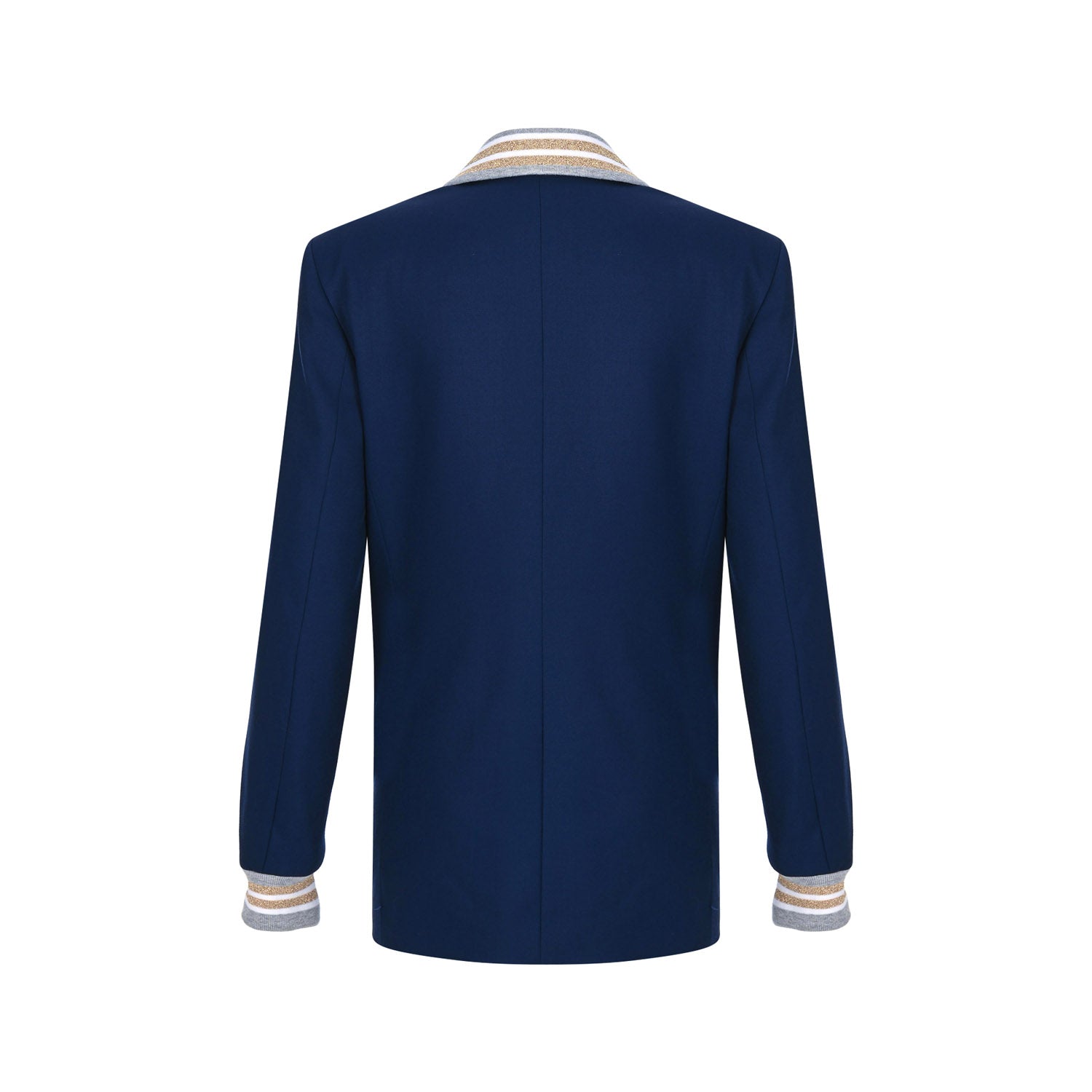 Ribbed Formality Wool Jacket Blue - pleasureofsilk