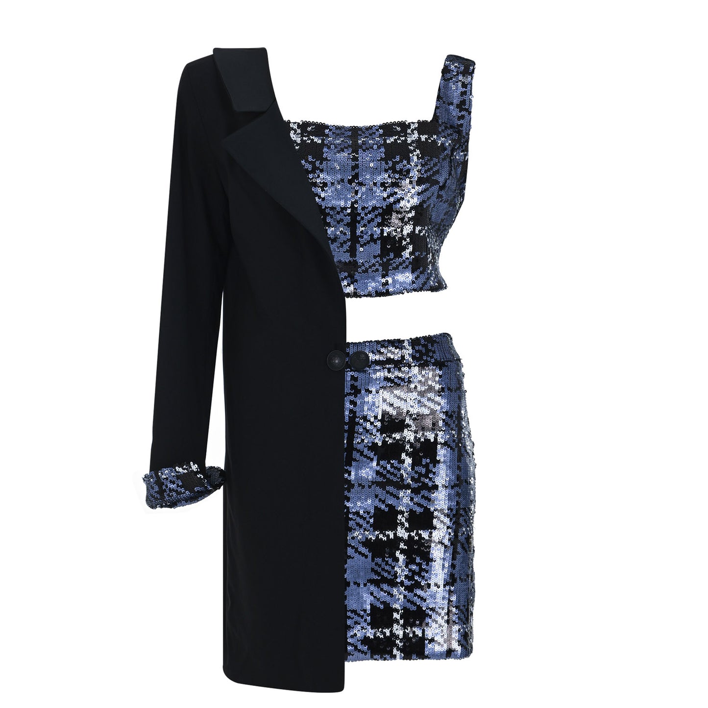 Asymetrical Sequin Suit - pleasureofsilk