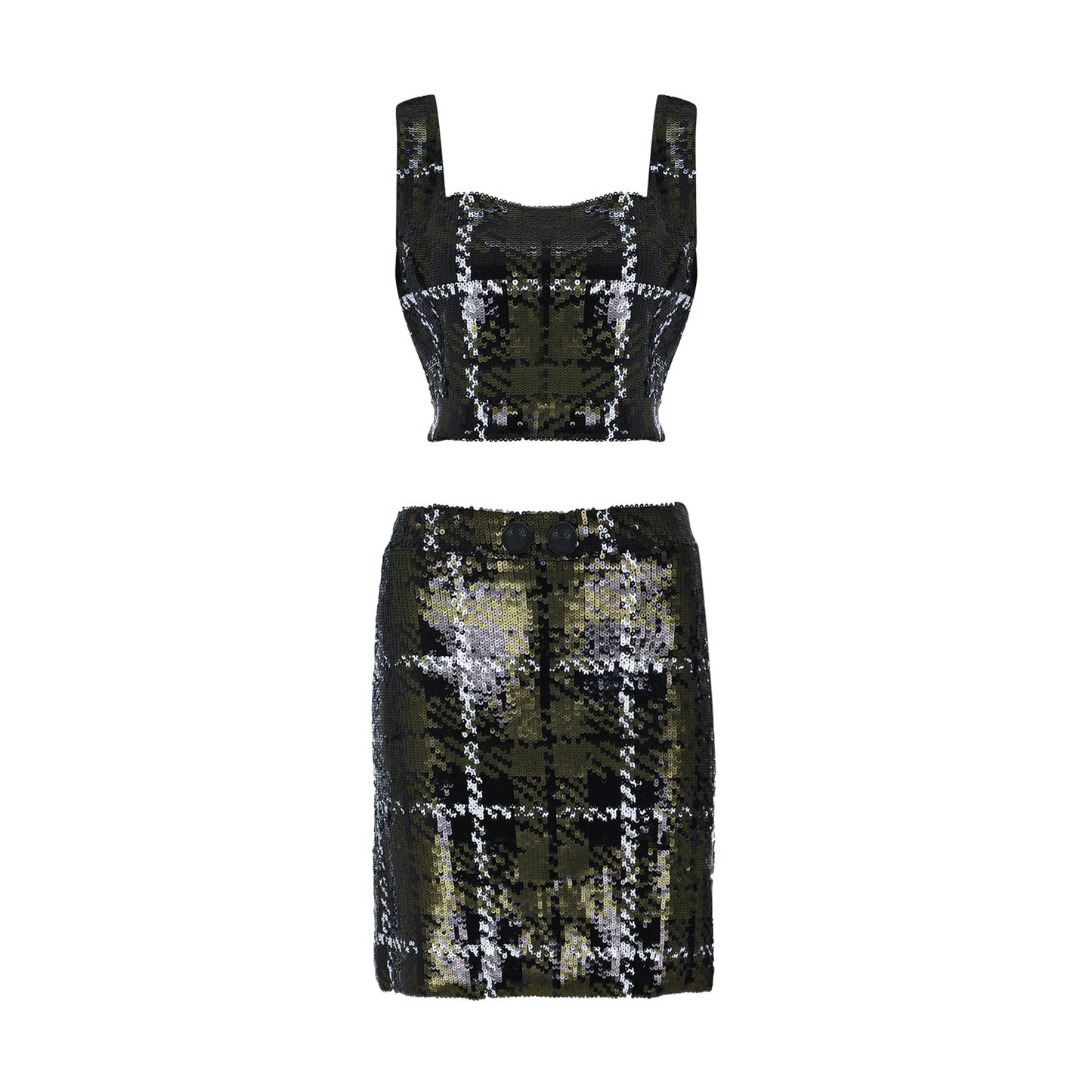 Asymetrical Sequin Suit Green - pleasureofsilk