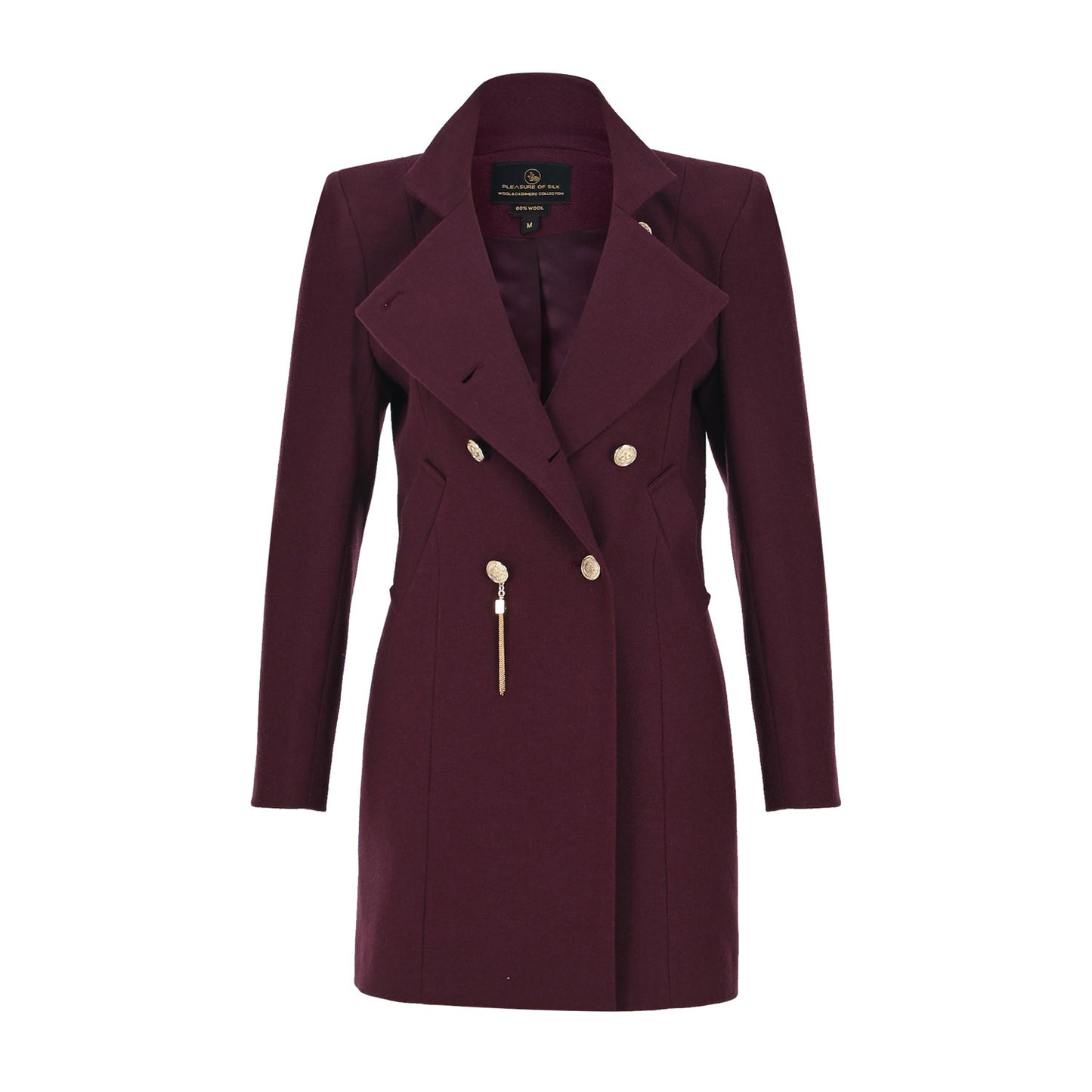 Wool Touch Coat Maroon - pleasureofsilk