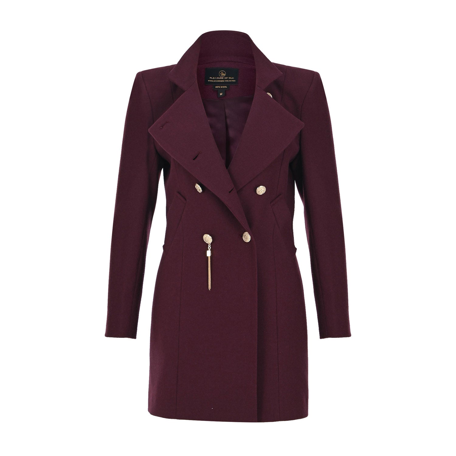 Wool Touch Coat Maroon - pleasureofsilk