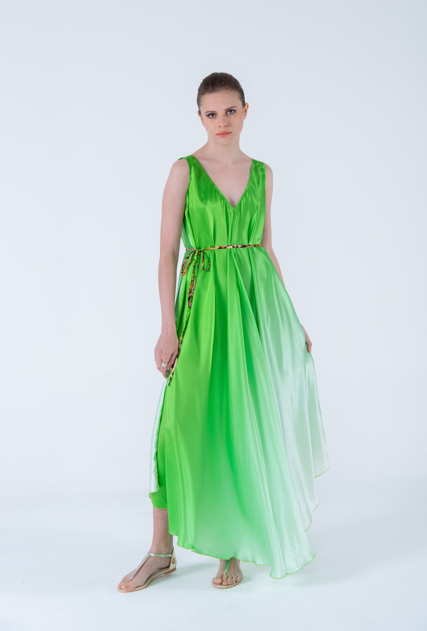 Efil Silk Dress Green