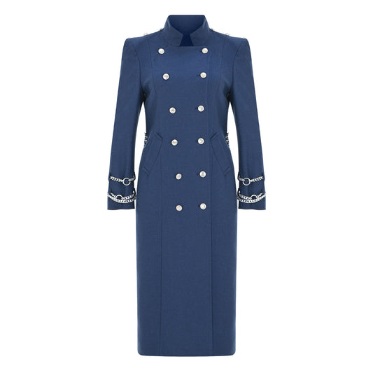 Wool Touch Coat Blue - pleasureofsilk