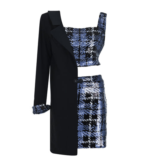 Asymetrical Sequin Suit - pleasureofsilk