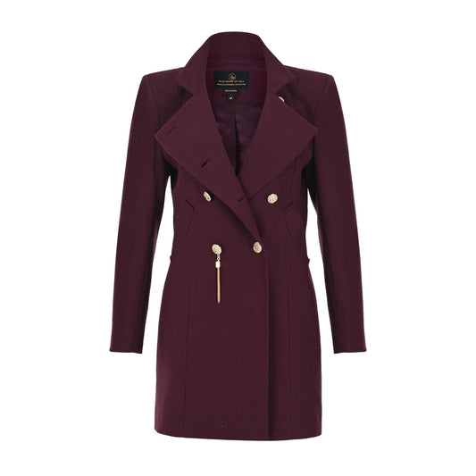 Wool Touch Coat Maroon - pleasureofsilk